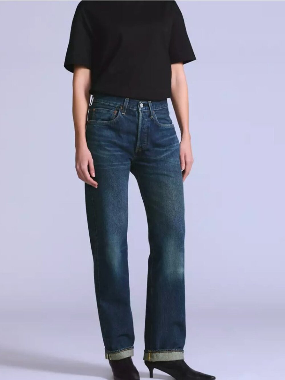 New Levi's 33x30 Blue Tab Women 1970 501 Jeans Midnight Made in Japan Dark Wash